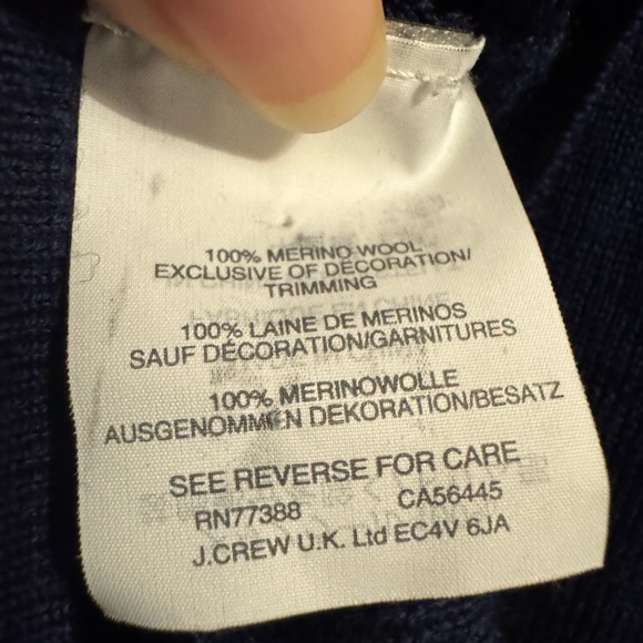 J Crew Women's Navy Button Cardigan Red Floral Embroidery 100%Merino Wool Size M - Picture 9 of 11